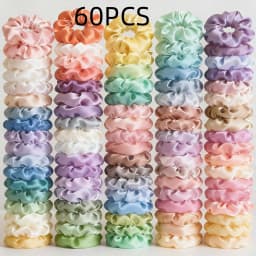 1/6/150/60/50/30/20PCS Vintage Satin Hair Scrunchies Elastic Bands Solid Color Women Girls Headwear Ponytail Ties Accessories