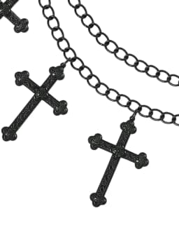 HERSHINE Women's Black Fashion Cross Double Layer Waist Chain, Y2K Gothic Retro Harajuku Punk Style Cosplay,spring,summer