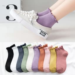 Cotton Women's Socks Frilly Ruffle Socks Spring Summer Casual Ankle Short Boat Socks Loose Knitting Solid Color Mid Tube Sock
