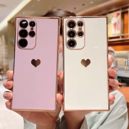 Luxury Plating Case For Samsung Galaxy A18 A17 A57 A55 5G S23 S24 FE S26 S25 S24 Ultra Love Heart Pattern Silicone Soft Cover
