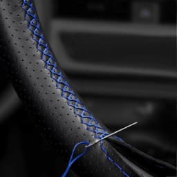 For Renault Megane 2 2003 2004 - 2008 Kangoo 2008 Scenic 2 2003-2009 Car Steering Wheel Cover Trim Black Leather with blue strip
