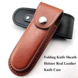 Multitool Leather Pouch Foldable Knife Sheath Fixed Blade Scabbard Holster Belt Loop Clip Case Holder Outdoor Waist Bag