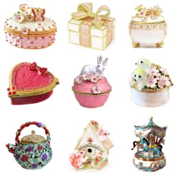 12 Styles Jewelry Trinket Box Hinged Metal Enameled Figurines Hand Painted Storage Case Wedding Ring Holder Home Dresser Decor
