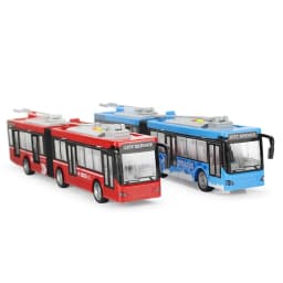 Large Inertia Bus with Sound and Light Double Layer Sightseeing Bus Two Section Subway Model Car Toys Birthday Gift