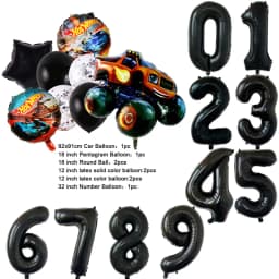 NEW Cartoon Monster Big Wheel Truck Theme Birthday Party Decoration Latex Aluminum Digital Balloon Baby Shower Boy Gift