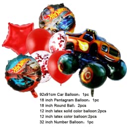 NEW Cartoon Monster Big Wheel Truck Theme Birthday Party Decoration Latex Aluminum Digital Balloon Baby Shower Boy Gift