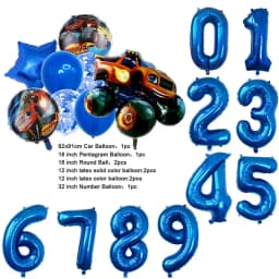 NEW Cartoon Monster Big Wheel Truck Theme Birthday Party Decoration Latex Aluminum Digital Balloon Baby Shower Boy Gift