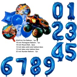 NEW Cartoon Monster Big Wheel Truck Theme Birthday Party Decoration Latex Aluminum Digital Balloon Baby Shower Boy Gift