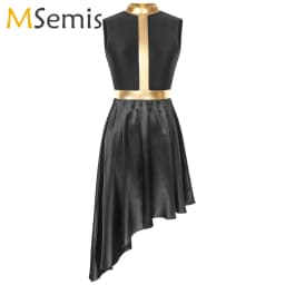 Womens Lyrical Dance Dress Modern Contemporary Ballet Costume Sleeveless Mesh Tulle High Low Skirt Praise Liturgic Dancewear