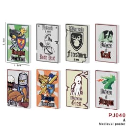 MOC Medieval Military Bulletin Board Rome Road Sign Printed Tiles Goat Animals Middle Age Street View Wood Sword Bricks Toys