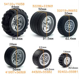 MOC Technical Tire Wheel Hub DIY Bricks Car Truck 44309 92402 32019+86652 Construction building blocks Compatible Tech Parts