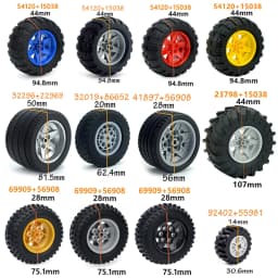 MOC Technical Tire Wheel Hub DIY Bricks Car Truck 44309 92402 32019+86652 Construction building blocks Compatible Tech Parts