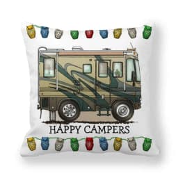 Happy Campers Car Cushion Cover Owl Outdoor Camping Pillow Sofa Decorative