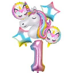 6pcs Balloon Unicorn Decoration Birthday Party Theme Party Balls Kids Toy Gift Number 1st Ballon Globos Baby Shower