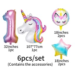 6pcs Balloon Unicorn Decoration Birthday Party Theme Party Balls Kids Toy Gift Number 1st Ballon Globos Baby Shower