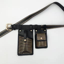 2PCS Rivets Belt Bag For Women Punk Motorcycle Waist Bags Female Fanny Pack Crossbody Function Chest Bag Hip Hop Phone Purse