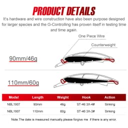 NOEBY Heavy Minnow Lure 90mm 46g 110mm 60g Sinking Hard Bait Saltwater Artificial Fishing Lure Long Casting