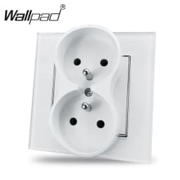 White Single Frame 16A Double French Socket 86*86mm Wallpad EU Style Wall Plug Power Outlet with Claws for Poland Belgium