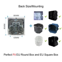 White Single Frame 16A Double French Socket 86*86mm Wallpad EU Style Wall Plug Power Outlet with Claws for Poland Belgium