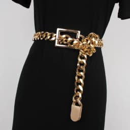 Silver Gold Metal Alloy Waist Belt Long Wide Waist Chain Punk Street Jean Belt Hip Hop Gothic Buckle PIn Adjustable Belt Cinch