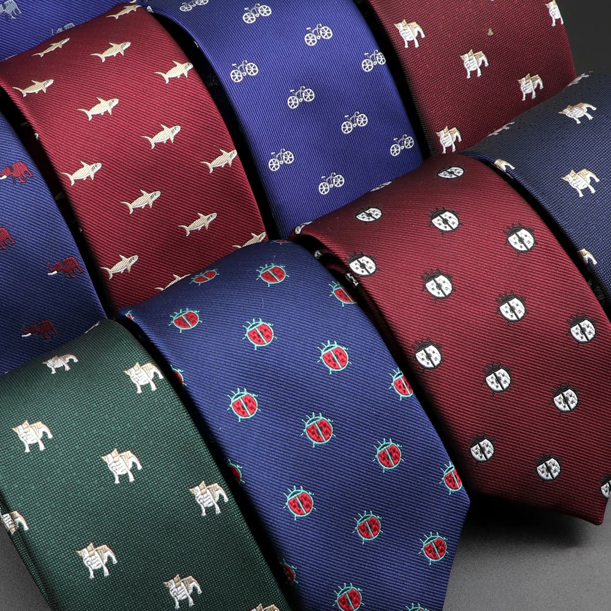 Men's Animal Slim Tie Polyester Jacquard Insect Car Bike Printed Ties For Wedding Business Suits Dress 6cm Skinny Necktie Gift