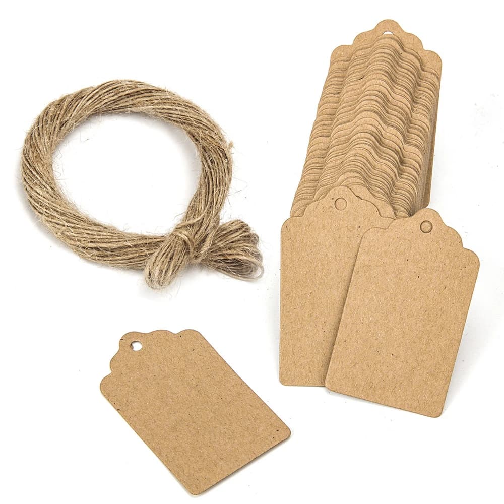100pcs Kraft Paper Tag Brown Lace Scallop Head Tag Luggage Wedding Note DIY Blank Price Tag Kraft Paper Gift Christmas Tag