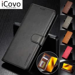 Leather Wallet Case for Xiaomi Poco X3 X4 X5 X7 M4 M3 15T 14T 12T 11T Pro NFC Flip Cover Redmi Note 14 12 11 11S 10S 9s 9 8 7 9T