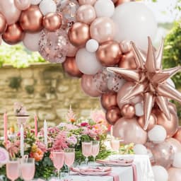 142PCS Rose Gold White Balloons Garland Arch Kit Aluminum Foil Balloons for Baby Shower Ladies Birthday Wedding Party Decor