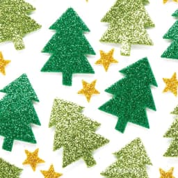 100PCS Glitter Christmas Tree Snowflake Foam stickers Xmas Crafts Activity Items Kids Room Decoration Party Favor Reward Label