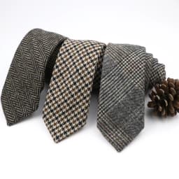 High Quality Classic Striped 100% Wool Ties Handmade 7cm Fashion Skinny Men Necktie Thick Cashmere Casual Cravat Accessories