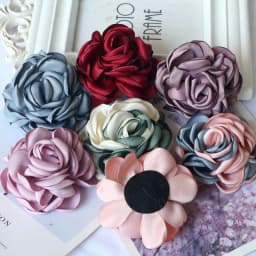 5PCS/Lot 8CM Large Satin Fabric Artificial Rose Flowers For Hats Dress Clothing Decoration DIY Brooches Hair Accessories