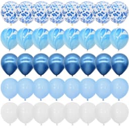 40Pcs Blue Balloons Set Agate Marble Metallic Confetti Balloon for Kids Birthday Party Baby Shower Graduation Decoration Wedding