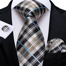 Blue Red Black Plaid Fashion Brand Men's Ties Set Luxury Wedding Neck Tie Pocket Square Cufflinks Gift For Men Dropshipping