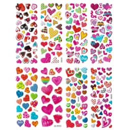 8sheets 3D Cartoon Sweet Hearts Stickers for Girls Kids Birthday Gift Scrapbooking Teachers Reward Heart Shape DIY Sticker Toys