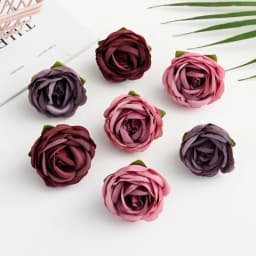 10PCS Artificial Flowers Silk Tea Buds Roses Head Valentine's D Garland Scrapbooking Home Decor Wedding Decorative DIY Gifts Box