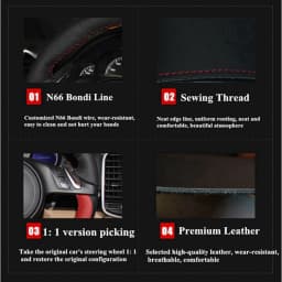 Car Steering Wheel Cover Hand-Stitched Anti-slip Black Genuine Leather For Chevrolet MALIBU XL Equinox Monza Trax Cavalier