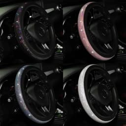 37/38mm Universal Car Steering Wheel Cover PU Leather Rhinestones Imitation diamond Case Auto Interior Decor Styling