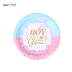 Pink Blue Boy Or Girl Gender Reveal Baby Shower Party Disposable Tableware Set Paper Plates Cups Banner Balloon Decoration