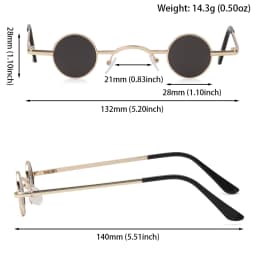 Vintage Rock Punk Man Sunglasses Classic Small Round Sunglasses Women Wide Bridge Metal Frame Black lens Driving Eyewear