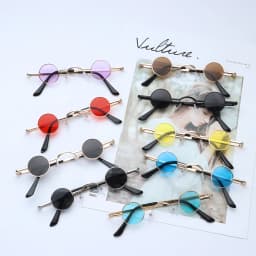 Vintage Rock Punk Man Sunglasses Classic Small Round Sunglasses Women Wide Bridge Metal Frame Black lens Driving Eyewear