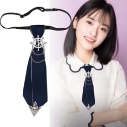 Hand-made Black Ribbon Bow Tie for Women Fashion Crystal Shirt Blouse Bowknot School Student Shirt Business Clothing Accessories