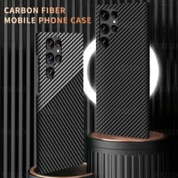 Ultra Slim Fit Carbon Fiber Texture Pattern PC Case For Samsung Galaxy S25 Ultra S24 Plus Business Shockproof Phone Cover Conque