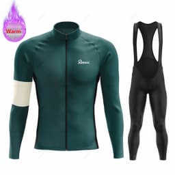 New Winter Rvouei Cycling Clothing Men's Thermal Fleece Bicycling Clothing Set Outdoor MTB Bike Bib Pants Ropa Maillot Ciclismo