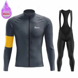 New Winter Rvouei Cycling Clothing Men's Thermal Fleece Bicycling Clothing Set Outdoor MTB Bike Bib Pants Ropa Maillot Ciclismo
