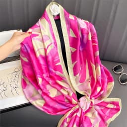 180*90cm Large Silk Satin Scarf Hijab Women Print Spring New Shawl Wrap Female Hand Foulard Pashmina Travel Echarpe 2022 NEW
