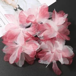 5PC 3D Organza Artificial Flowers Head For Home Wedding Decoration Gradient Bridal Headwear DIY Clothing Making Hair Accessories