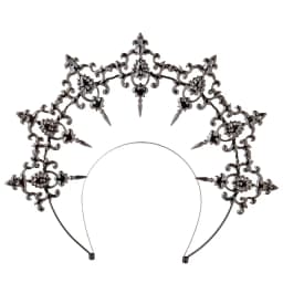 Gothic Lolita Black Rose Devil Feather Wings Gorgeous Vintage Mary Baroque Tiara Headwear Goddess Sun Halo Headband