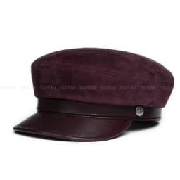 Suede Leather Hats For Men 2023 Korean Fashion Male Flat Top Military Navy Sailing Berets With Belt Chic Student Caps Streetwear