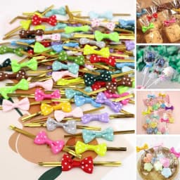 100Pcs New DIY Bow Tie Wrapping Golded Wire Bowknot Binding Wire Lollipop Candy Gift Packaging Bags Fastener Sealing Fixed Ties