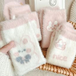 Sweet Pink Rabbits Bowknot Imitation Mink Socks Winter Plush Warm Home Sleeping Socks Ins Japanese Cartoon Cute Furry Tube Socks
